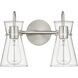Camellia 2 Light 13.4 inch Brushed Nickel Vanity Light Wall Light